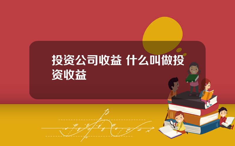 投资公司收益 什么叫做投资收益
